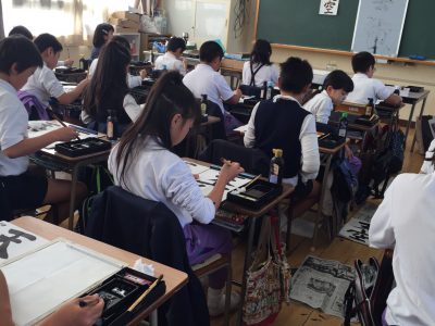 天満南小学校3年習字指導　2017年
